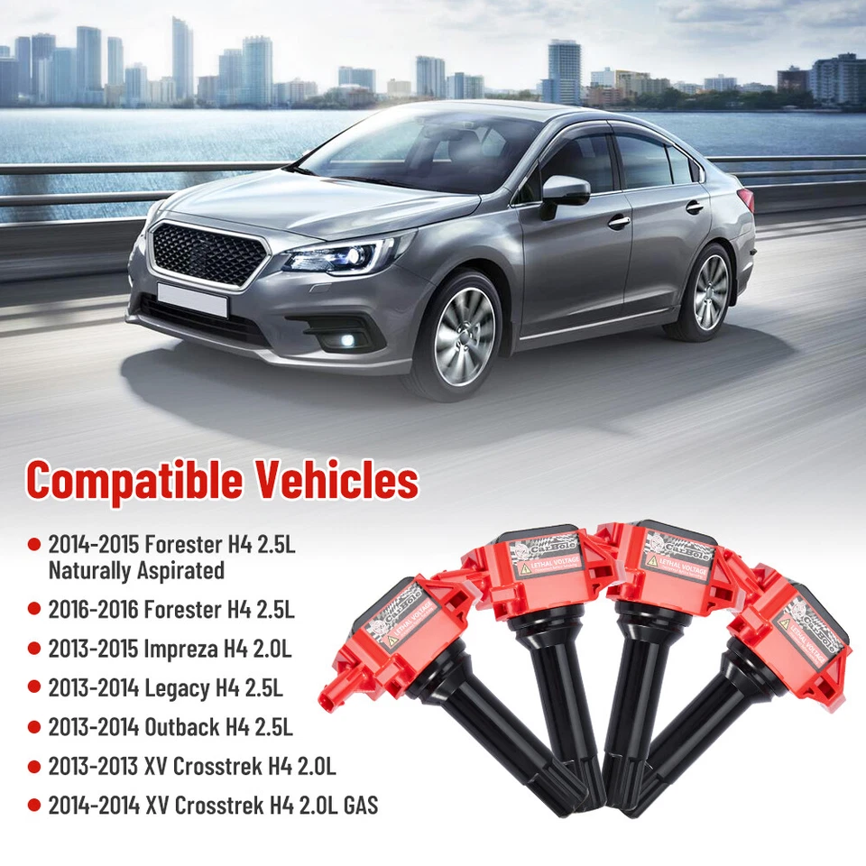Bobina de encendido directo 4 piezas y 4 bujías de iridio para Subaru Forester UF724 14-16 Foto 3 de 4