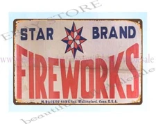 home decoration things 1950s Star Brand Fireworks metal tin sign