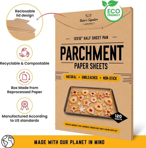 Unbleached Parchment Paper Baking Sheets - Non-Stick & Convenient Packaging - Picture 7 of 9