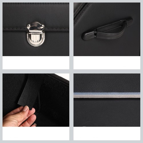 SOGA Leather Car Boot Trunk Storage Organiser Universal Auto Cargo Box With Lock - Picture 5 of 9