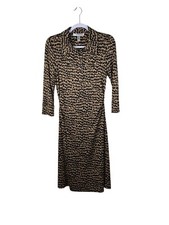 Diane Von Furstenberg Neutral Silk Side Rich Button Front Dress