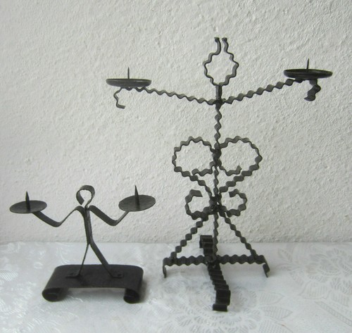 2 x Schmiedeeisen Vintage Kerzenständer Kerzenständer Mensch / Mensch geformt, Metall - Bild 10 von 10