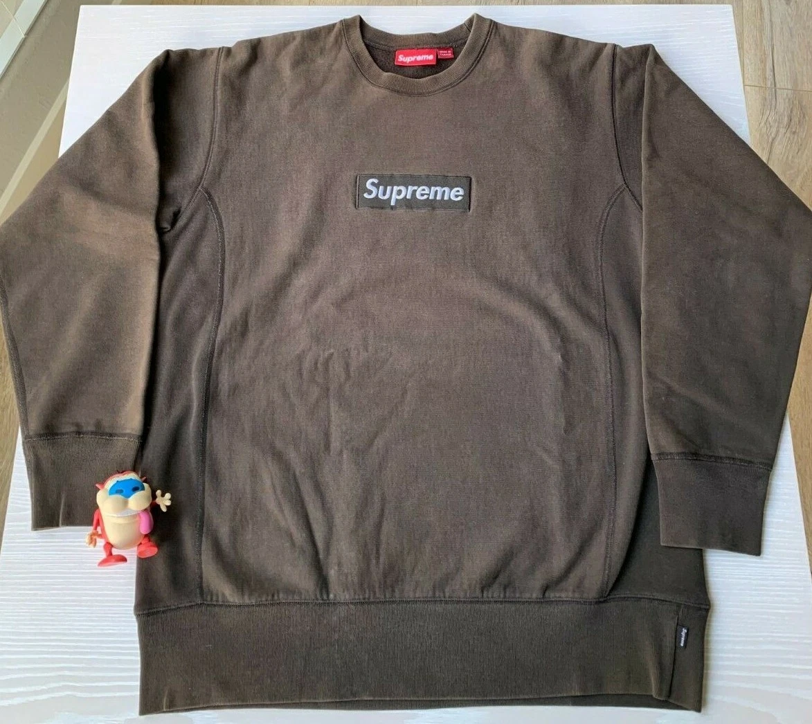 Rare boîte marron suprême logo crewneck L 2005 FW Bogo 2Pac Andre 3000 Pharrell LV