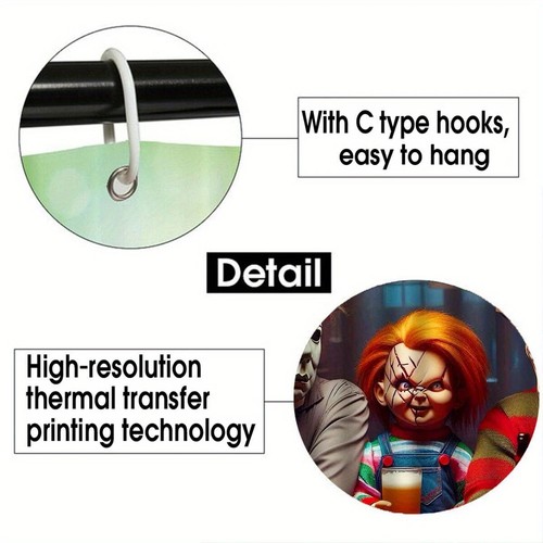 Horror Characters Bathroom Decor Set – Chucky Freddy Myers Shower Curtain & Mats - Picture 6 of 7