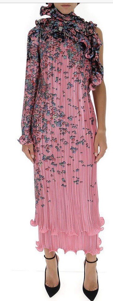 Givenchy Runway Dress Floral Plisse Sz 42 / 6-8  Stunning $4600 image 4