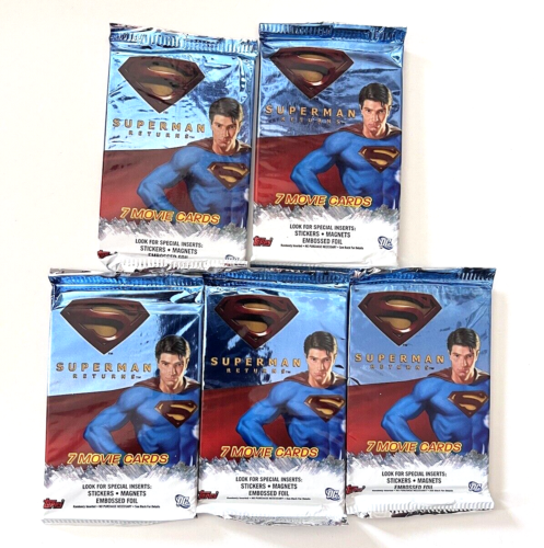 Superman Returns Movie Cards Topps 5 paquets neuf dans son emballage 2006 livraison gratuite - Photo 1 sur 4