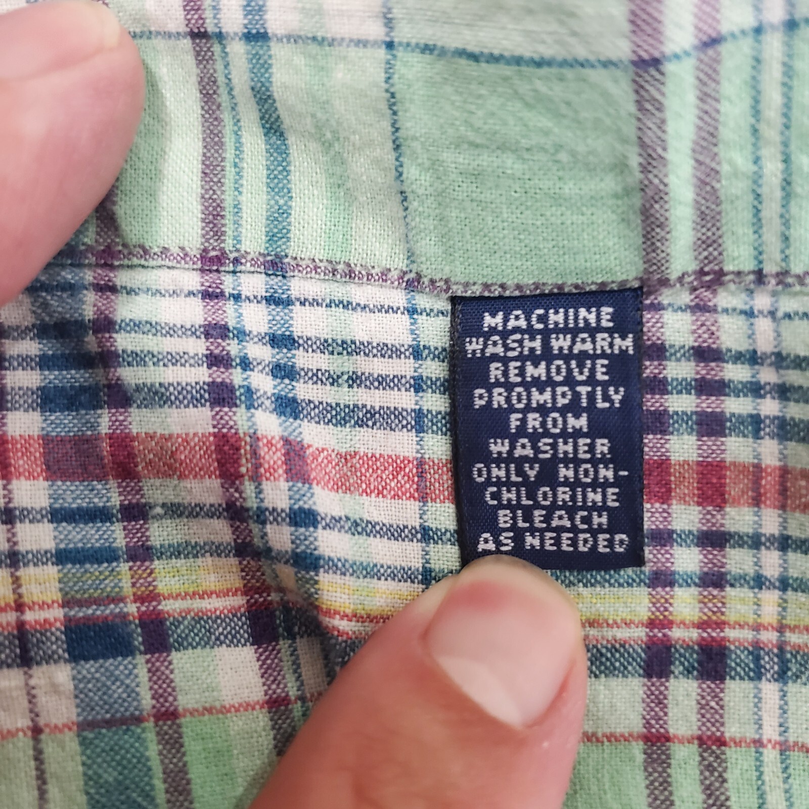 Ralph Lauren Camicia Sportiva Uomo L Blu Verde Plaid Preppy Pony Logo Leggera