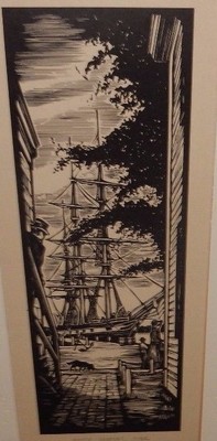ARNOLD ''WHALESHIP CHAS W.MORGAN'' MYSTIC SEAPORT CONN VINTAGE LITHOGRAPH