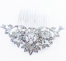 USA Hair Comb Rhinestone Crystal Bridal wedding Vintage Party Fancy Silver New 2