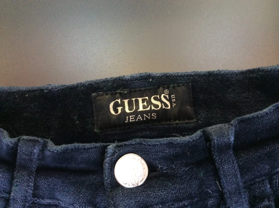 GUESS JEANS PANTALONI IN VELLUTO BLU DONNA  TG 30 MADE IN ITALY VINTAGE ANNI '90 - Immagine 3 di 4