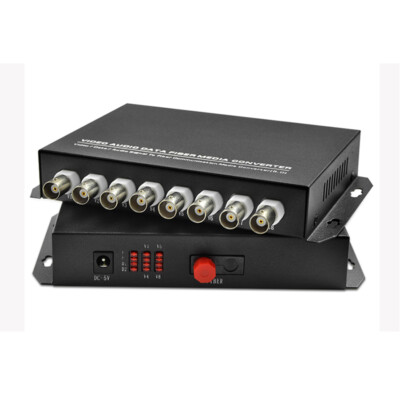 1Pair 8Channel Video Audio Data Fiber Optic Media Converter Transmitter ...