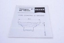 ✅ OBIETTIVO ZEISS HOLOGON T F/8-16MM ISTRUZIONI ORIGINALI MANUALE ENG, GER, FR 129-1