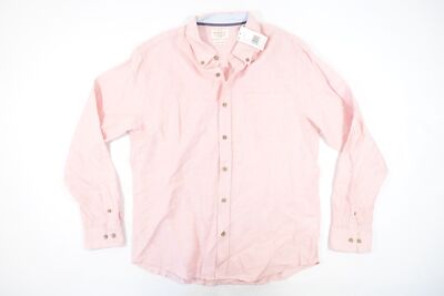 ORIGINAL WEATHERPROOF VINTAGE Pink L Leinen Mischung Knopf Vorne Shirt Herren