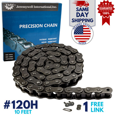 #120H Heavy Duty Roller Chain 10 Feet with 1 Connecting Link | eBay