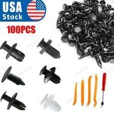 100pc + 4Tool Bumper Clips Auto Car Hole Plastic Rivets Fastener Fender Push Pin