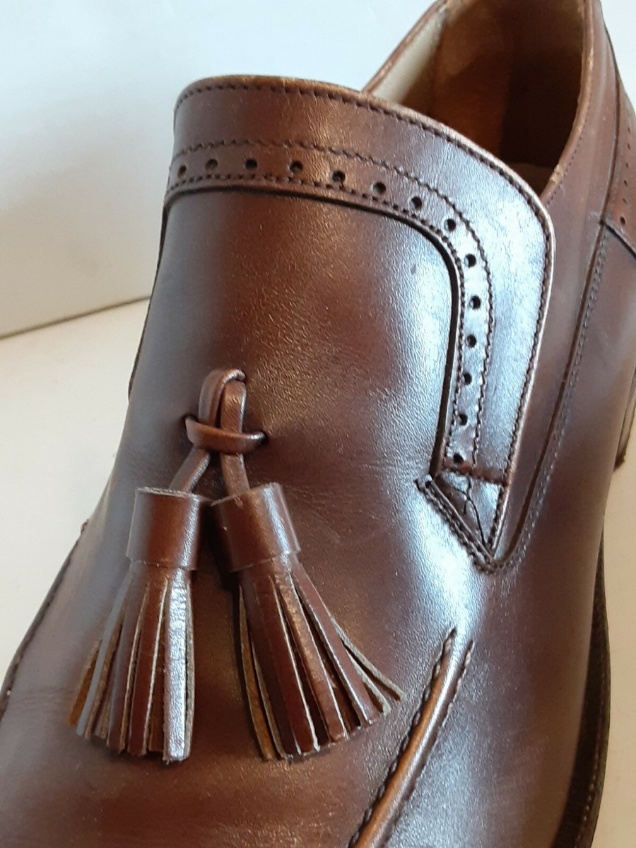 VINTAGE NETTLETON MENS TASSLE LOAFER IN DRK BROWN SIZE 8.5D-used Nettleton Tassel Loafers Brown Mens Size 8.5 B/D Dress Shoes  main image 4