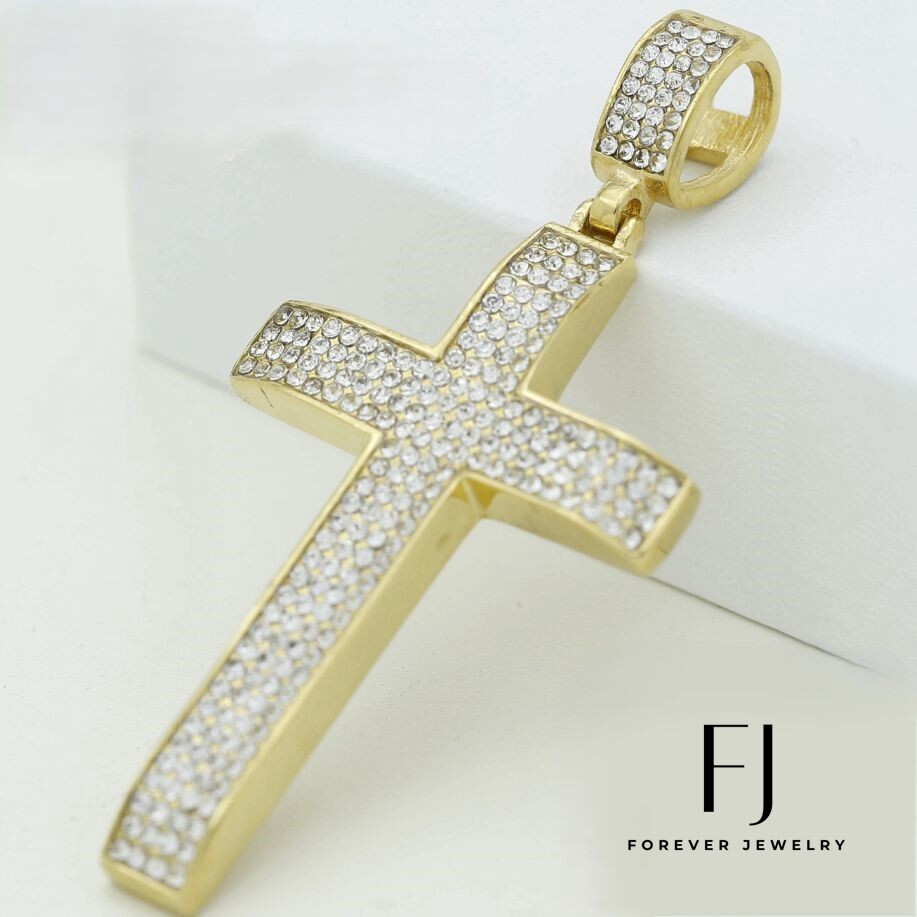 Men's Stainless Steel,Silver,JESUS CROSS 80mm Pendant.Unisex,Box
