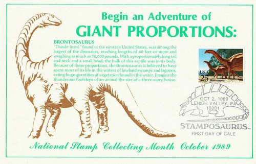 USPS 2nd Day/1st Day of Sale #2422-25 Dinosaurs 4 Cards Stamposaurus 1989 - Picture 3 of 4