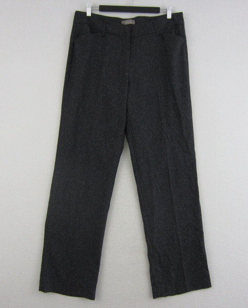 Jacqui E Pants Womens 14 Grey Charcoal Straight Leg Tailored Lined Work Office