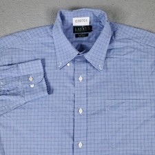 Ralph Lauren Shirt Mens 17.5 Blue Plaid Pony Dress Button Up Long Sleeve
