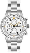 LORENZ Pilot Cronografo 50001AA Orologio Uomo Bianco Acciaio Data Sub 100 metri