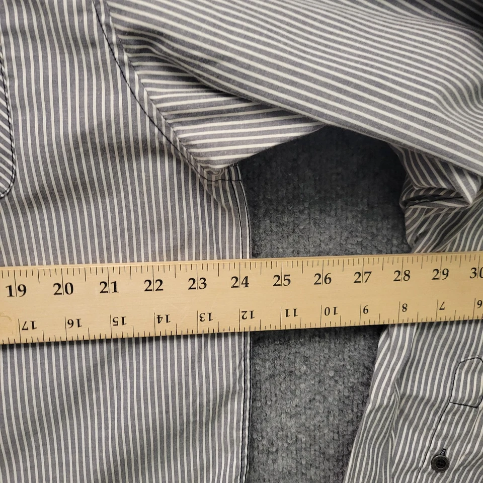 Vintage Mecca Button Up Long Sleeve Shirt Mens 2XL Black Striped Y2K 90s - Image 4 of 4