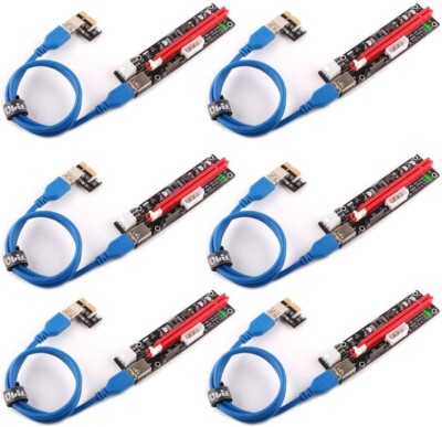 8 Pack Ubit Latest PCI-E GPU Riser Express Cable 16X to 1X (6pin / MOLEX/SATA)
