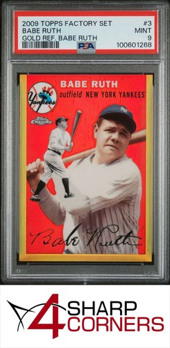 2009 TOPPS FACTORY SET GOLD REFRACTOR BABE RUTH #3 HOF PSA 9