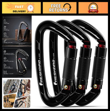 25KN Auto Locking Climbing Carabiner Clips - Heavy Duty Twist Lock D-Shaped Gear