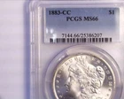 Scarce 1883CC PCGS MS66 Morgan Silver Dollar, Carson City White coin!