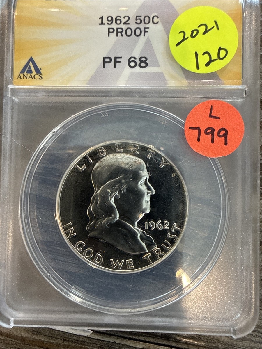 1962 PROOF Franklin Half Dollar Anacs PF68 $135 Value L799 | eBay