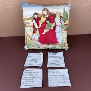 Homemade Jesus And The Little Children Lords Prayer Pillow Prayers Pocket 12X15