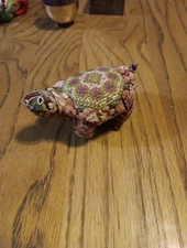Hmong Handmade Turtle Tortoise Fabric Embroidered Shell Pin Cushion Artwork