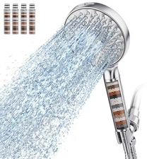 Filtered Shower Head with Handheld High Pressure 9 Spray Mode Showerhead Deta...