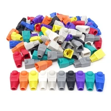 100 Pack Cat5E Cat6 RJ45 Ethernet Network Cable Strain Relief Boots Plug Cover