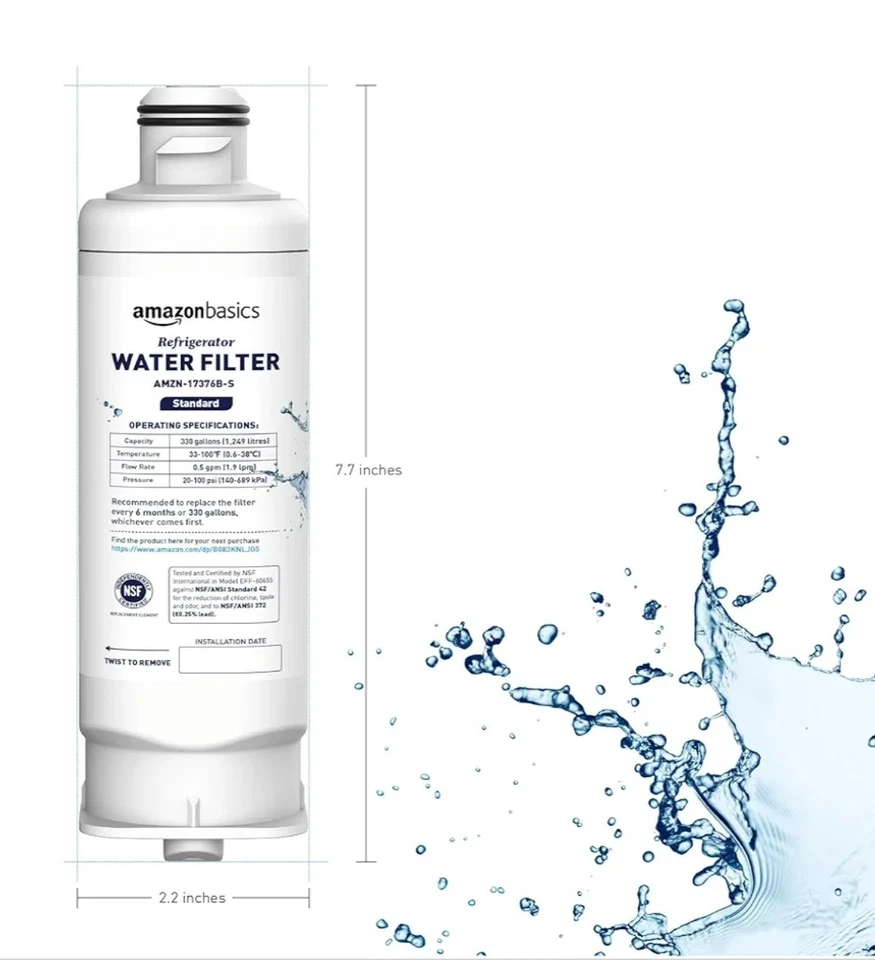 Amazon Basics For Samsung AMZN-00020B-P Fridge Water Filter, 3-Pack NEW.      21 - Image 3 of 4