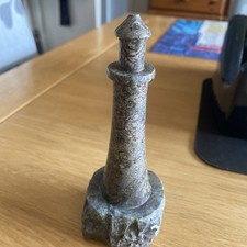 Vintage Serpentine Stone Lighthouse Paperweight Carved From Stone Of 1950’s