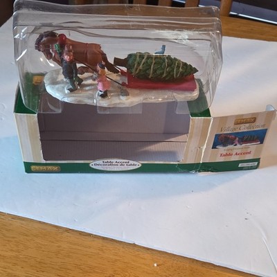 Lemax Village Collection Christmas Figurine Horse Pulling Sleigh w/ Tree 7in