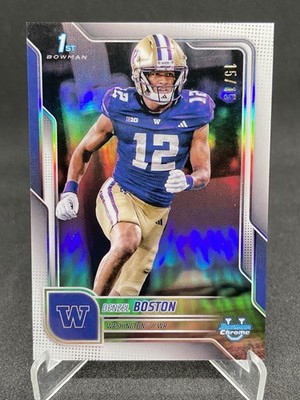 Denzel Boston 2025 Bowman U Chrome White Refractor /15 SSP BOOKEND Washington