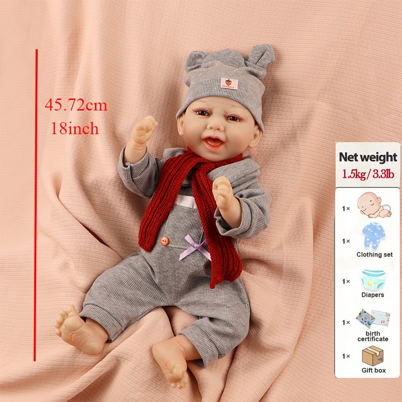 18" Realistic Reborn Baby Doll Accompanying PVC Girl/Boy DIY Gift