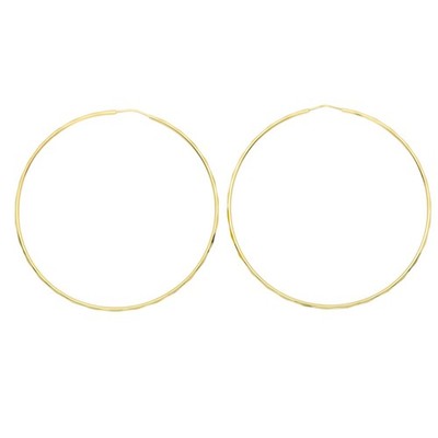 14k Creolen Gold Creolen 2,5' Zoll Diamantschliff Textur & endloser Verschluss