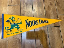 Notre Dame Vintage Fightin' Irish Felt 30" Pennant Football Yellow Blue RARE