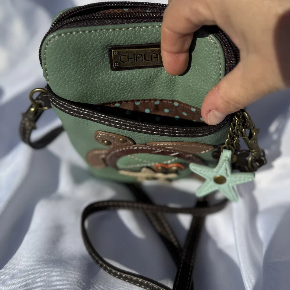 Chala Sea Turtle Cell Phone Crossbody Bag Vegan Leather Charms - Image 4 of 4
