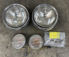 76-86 Jeep Cj Cj5 Cj7 Headlight Bucket Pair W Chrome Bezels Working Lights