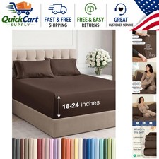 4-Piece Ultra Soft Extra Deep California King Sheets - Breathable & Wrinkle-Free