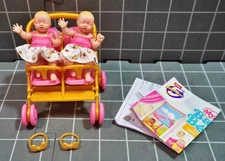 My Mini Baby Series 2 - Ultra Rare Blonde Twins With Golden Double Stroller
