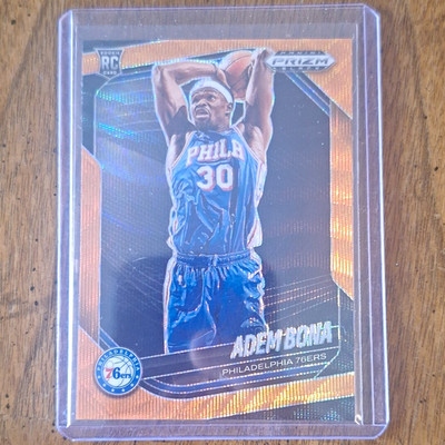 Panini 2024-25 Prizm Black Adem Bona RC #196 Orange Wave Prizm /60 76ers