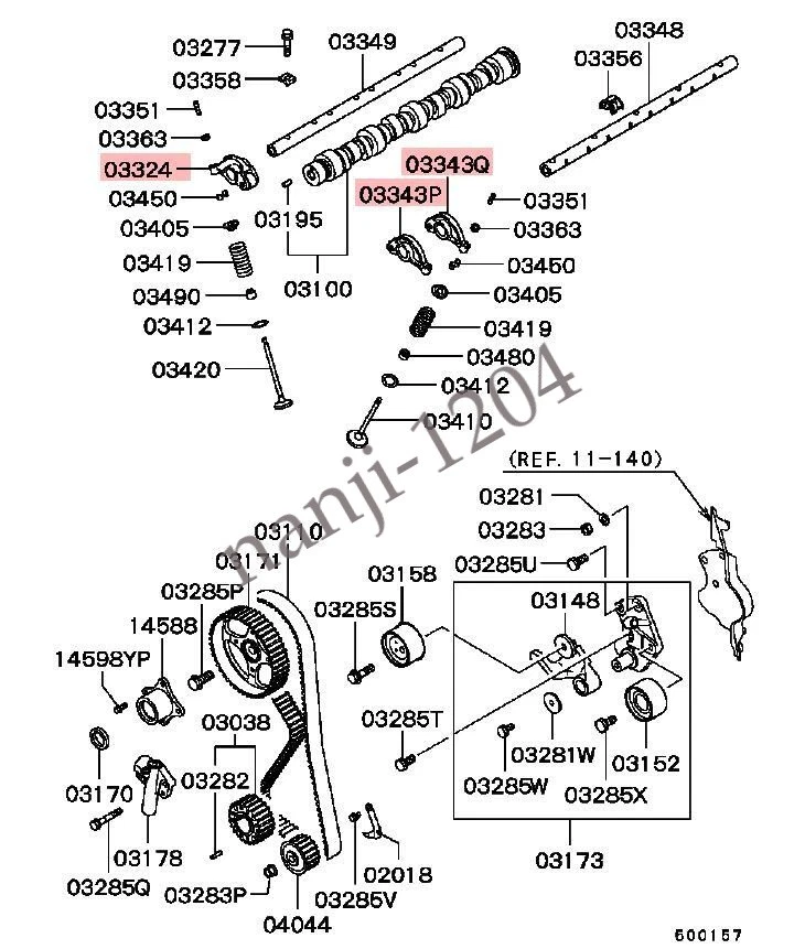 Brazo basculante de válvula de escape de entrada 12X para Mitsubishi Montero Pajero 4G64 2,4 L 90-04 Foto 3 de 4