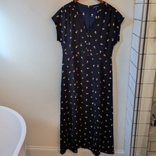 J. Crew Factory Women's Blue Pink Ditsy Floral Maxi Dress Cottagecore 14