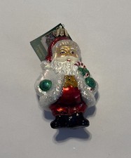 2014 Old World Christmas Santa Ornament Golden Glow Convention Blown Glass